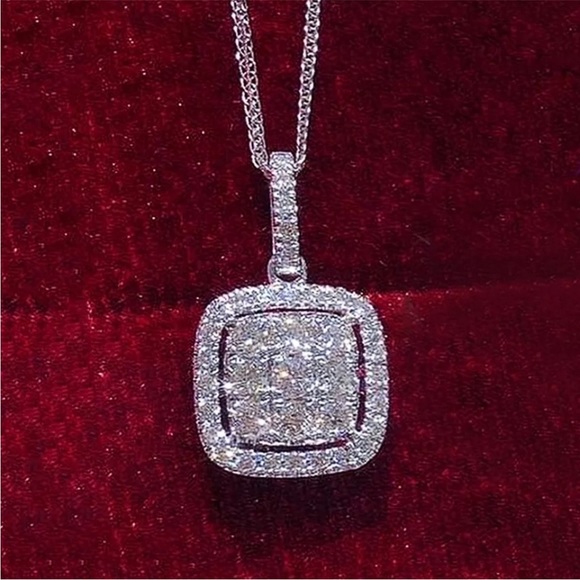 NEW 925 STERLING SILVER DIAMOND Pendant Necklace - Picture 5 of 5